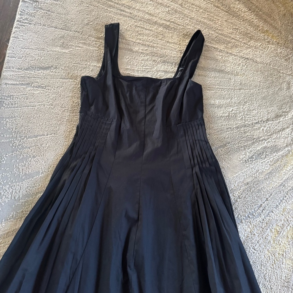 ASOS black long maxi dress square neck pleat waist smocked back 10 - Picture 13 of 16